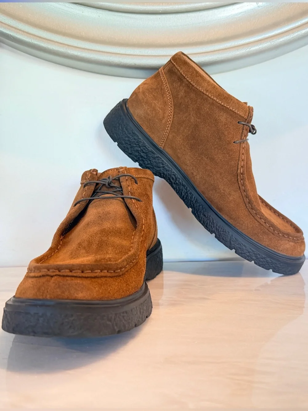 Mephisto Air Jet Mens 9.5 Brown Suede Chukka Boots Comfort Walking Shoes Casual